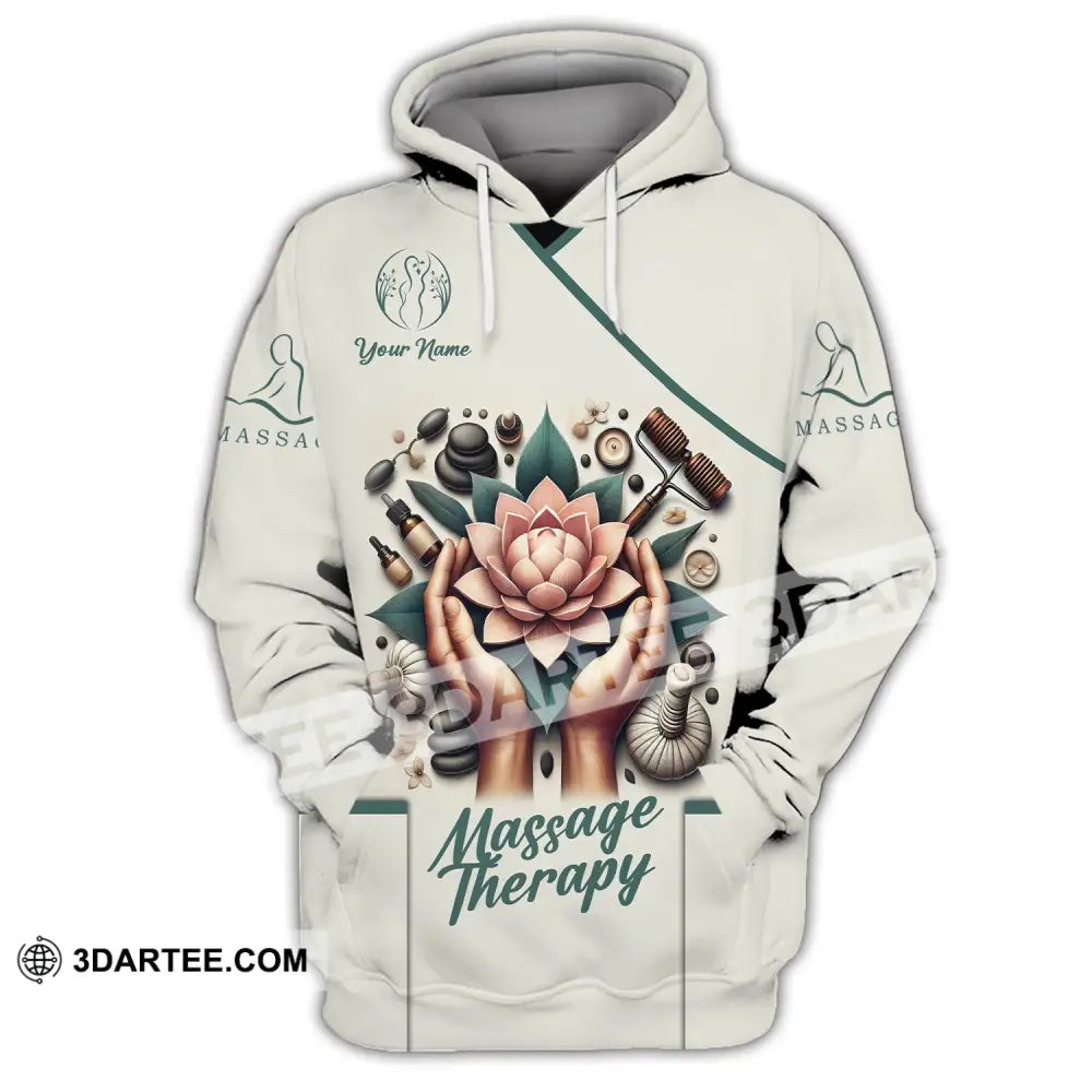 Unisex Shirt - Custom Name Massage Therapist Lotus Hoodie / S T-Shirt