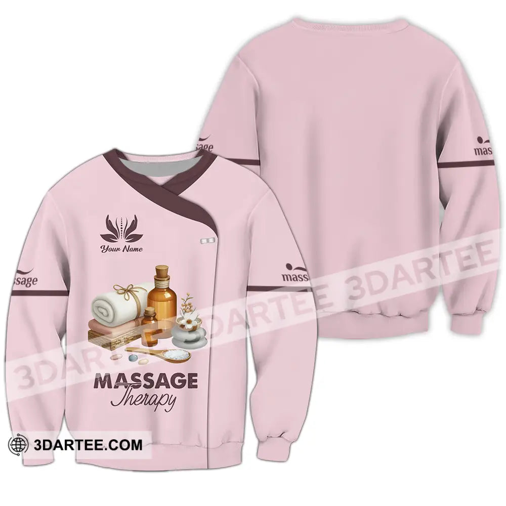 Unisex Shirt - Custom Name Massage Therapist Lotus Long Sleeve / S T-Shirt