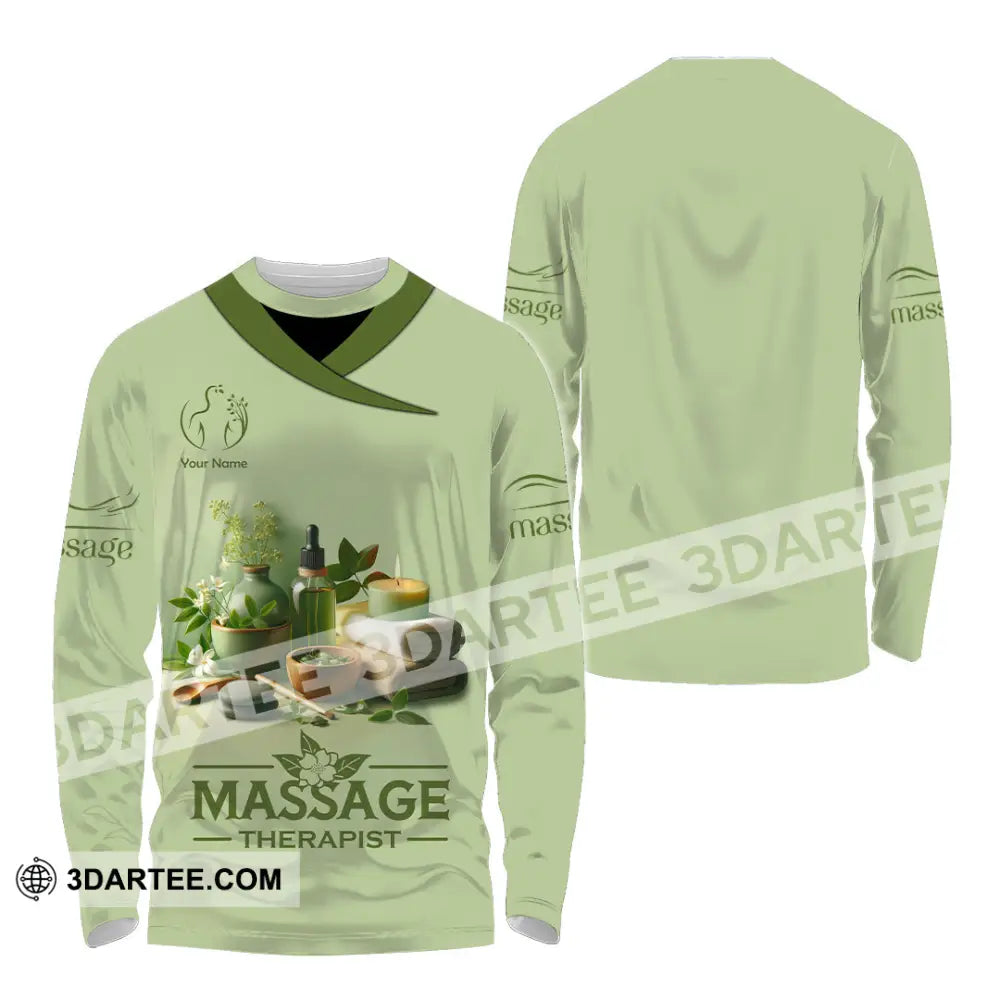 Unisex Shirt Custom Name Massage Therapist Polo Long Sleeve / S T-Shirt