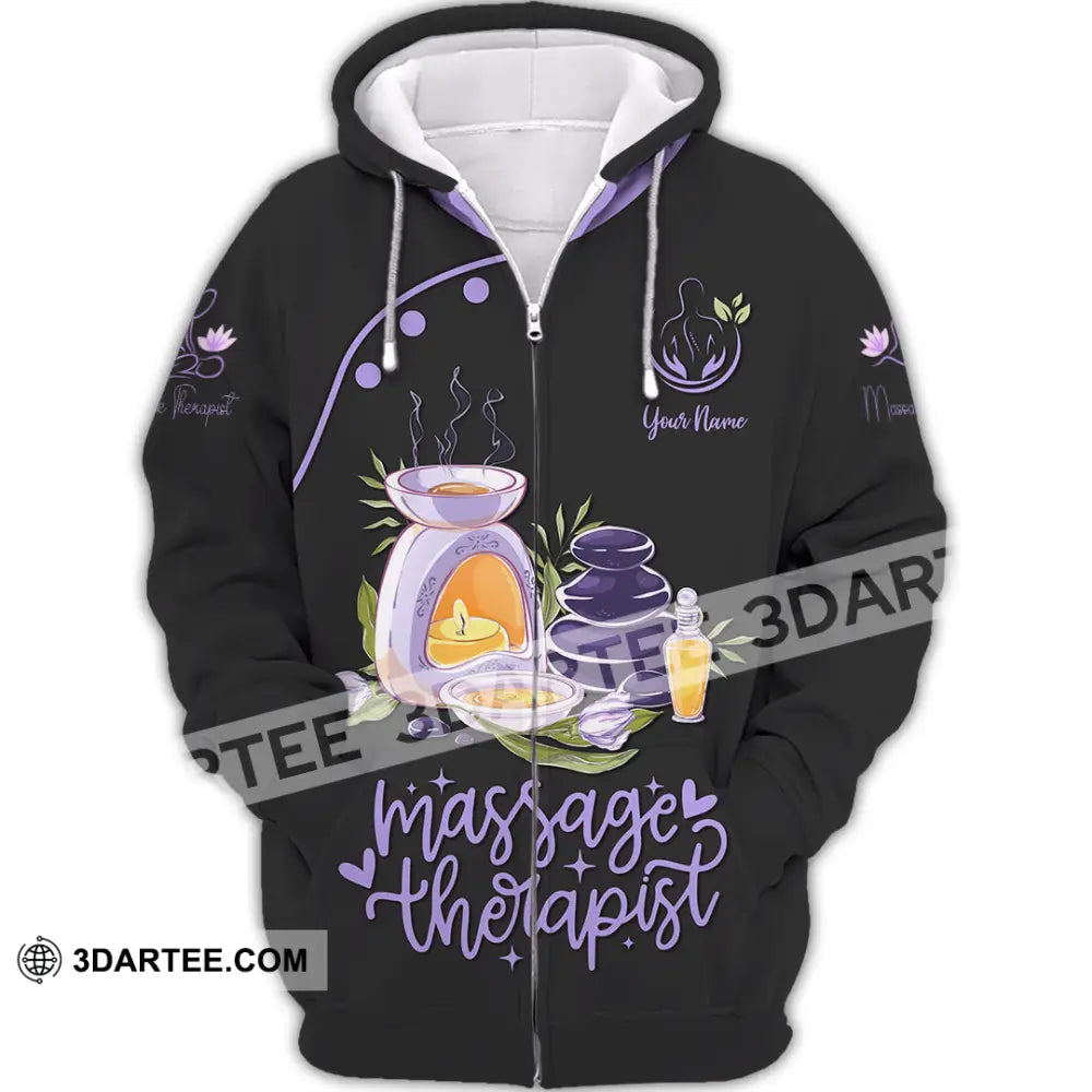 Unisex Shirt - Custom Name Massage Therapist Purple Tools Zipper Hoodie / S T-Shirt