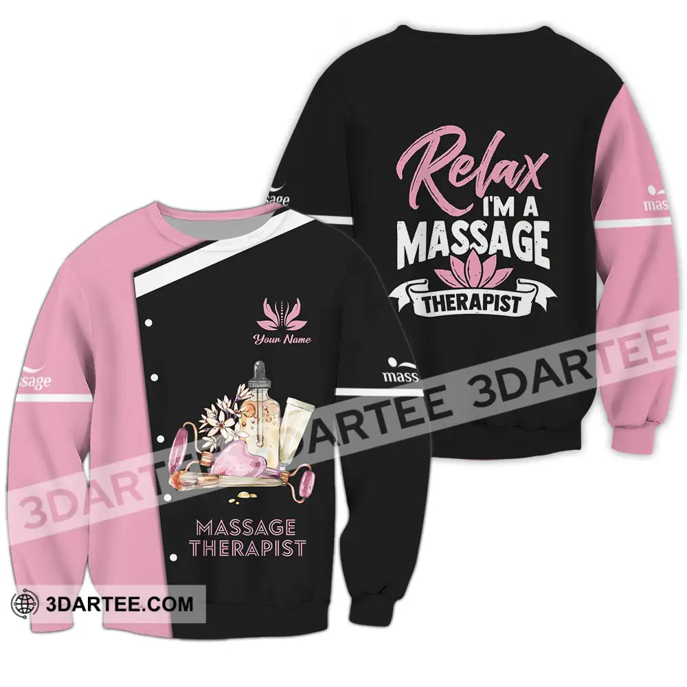 Unisex Shirt - Custom Name Massage Therapist Relax I Am Long Sleeve / S T-Shirt