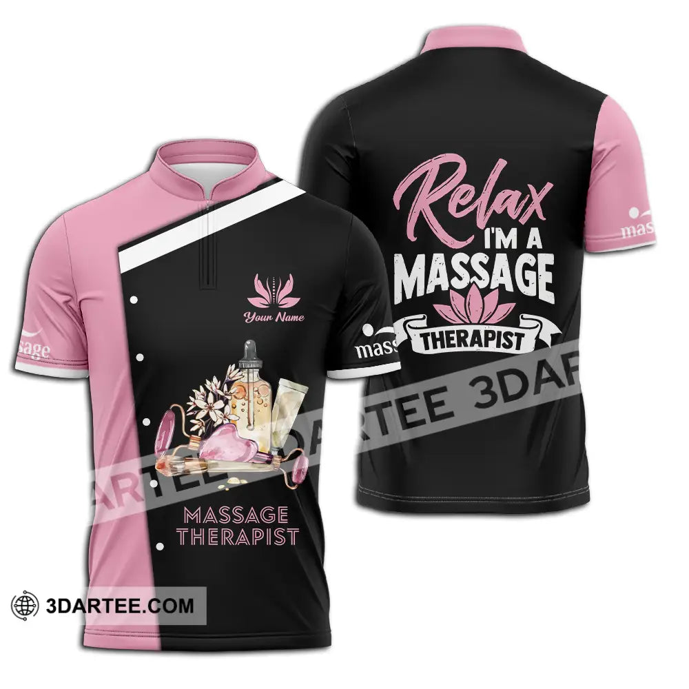 Unisex Shirt - Custom Name Massage Therapist Relax I Am Zipper Polo / S T-Shirt