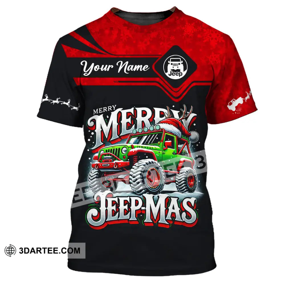 Unisex Shirt Custom Name Merry Jeepmas Christmas Polo Long Sleeve Gift For Jeep Lover T-Shirt / S