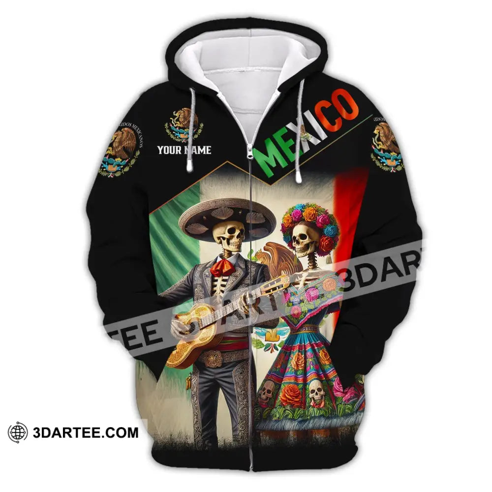 Unisex Shirt - Custom Name Mexico Couple Zipper Hoodie / S T-Shirt