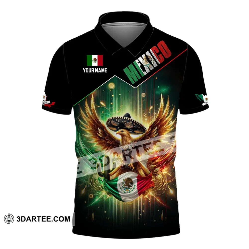 Unisex Shirt - Custom Name Mexico Flag And Icon Polo / S T-Shirt