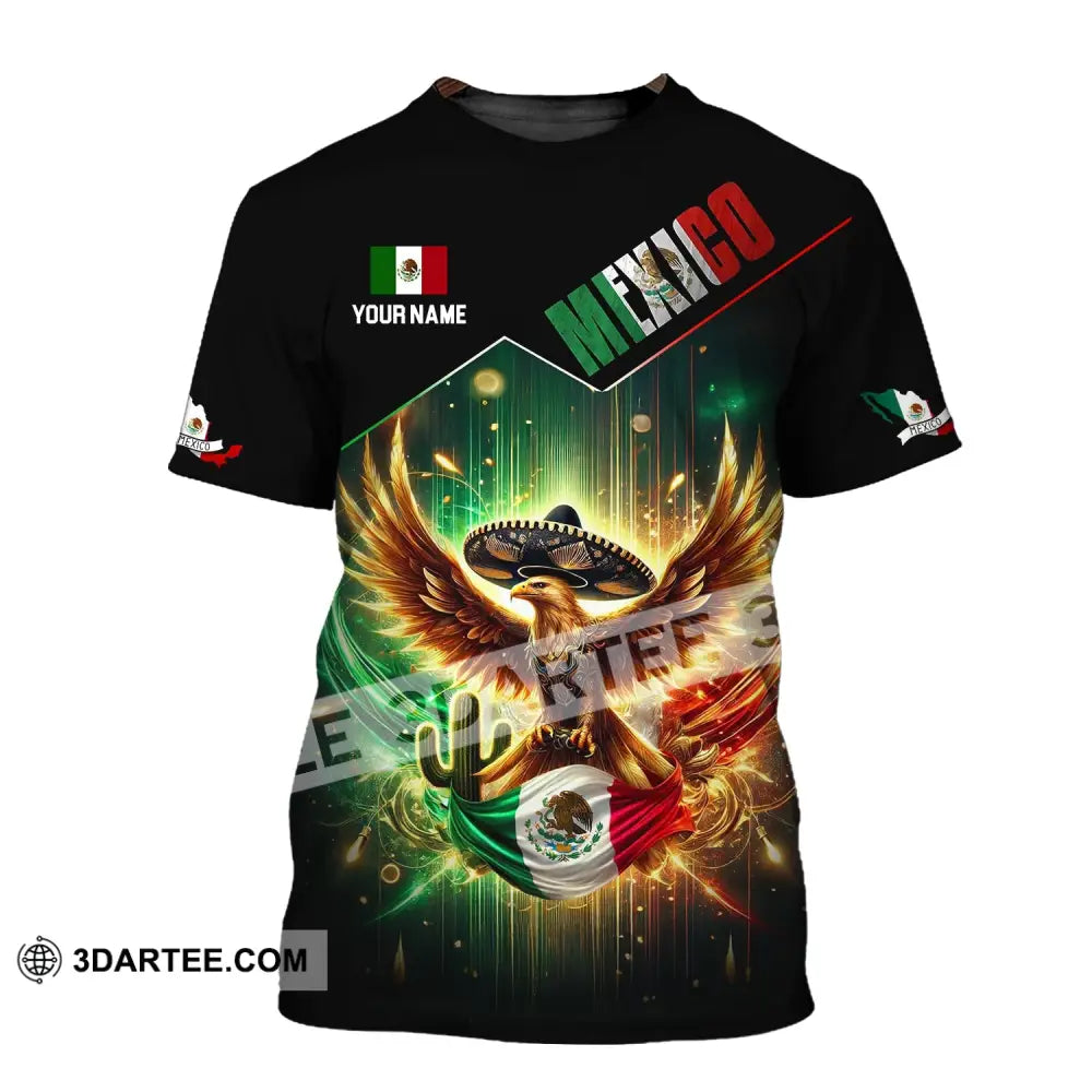 Unisex Shirt - Custom Name Mexico Flag And Icon T-Shirt / S T-Shirt