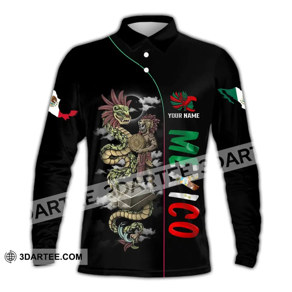 Unisex Shirt - Custom Name Mexico Long Sleeve Polo / S T-Shirt