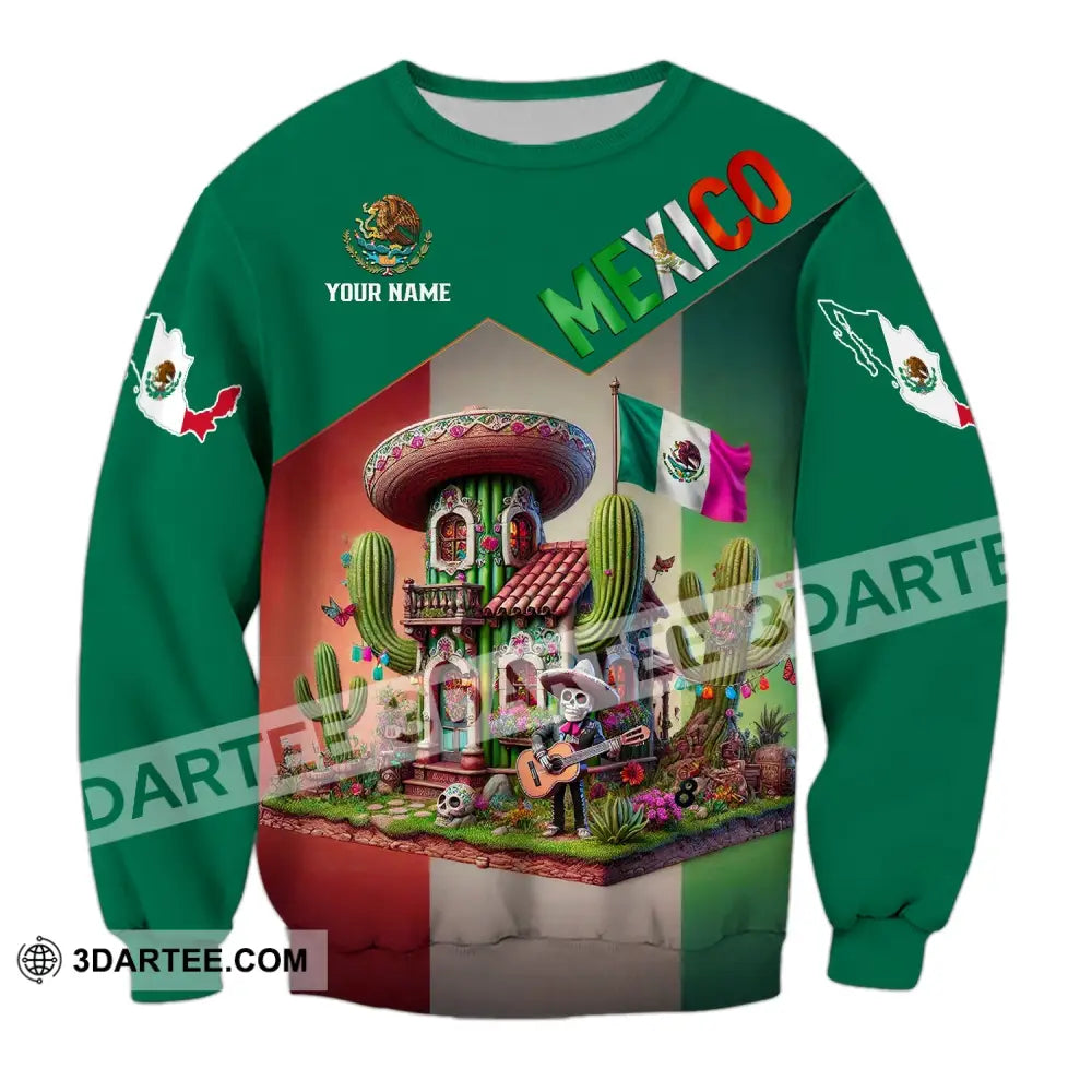 Unisex Shirt - Custom Name Mexico Long Sleeve / S T-Shirt