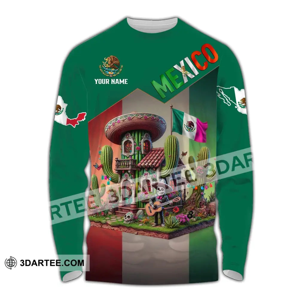 Unisex Shirt - Custom Name Mexico Long Sleeve / S T-Shirt