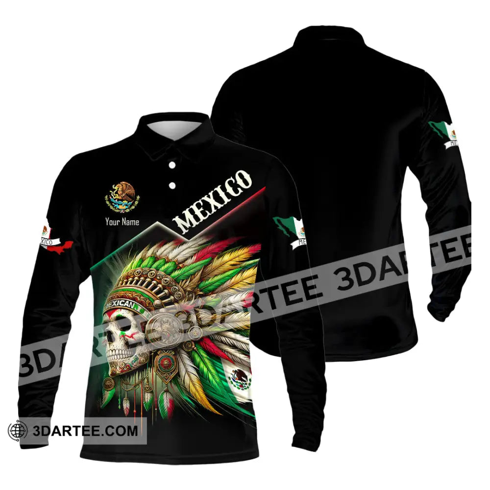 Unisex Shirt Custom Name Mexico Lover Polo Long Sleeve Mexican Gift / S T-Shirt