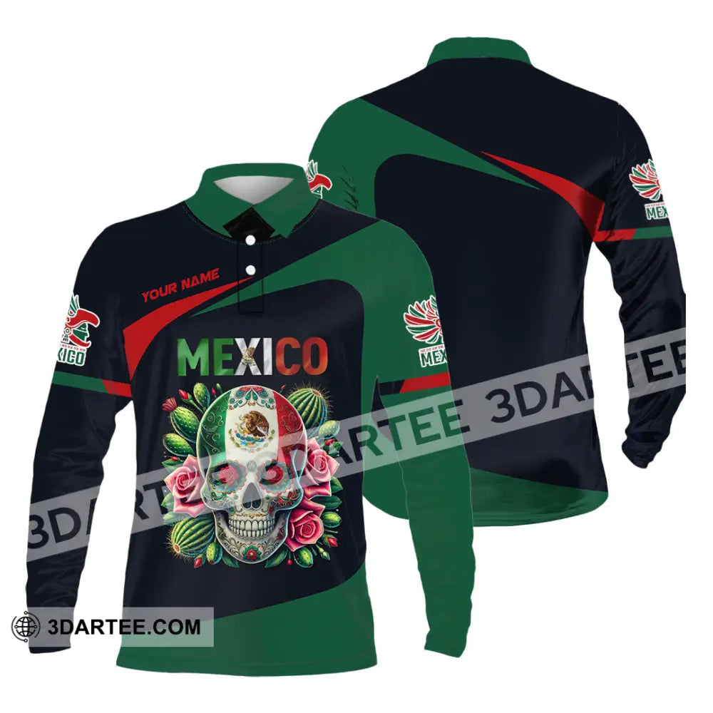 Unisex Shirt Custom Name Mexico Lover Polo Long Sleeve Mexican Gift / S T-Shirt