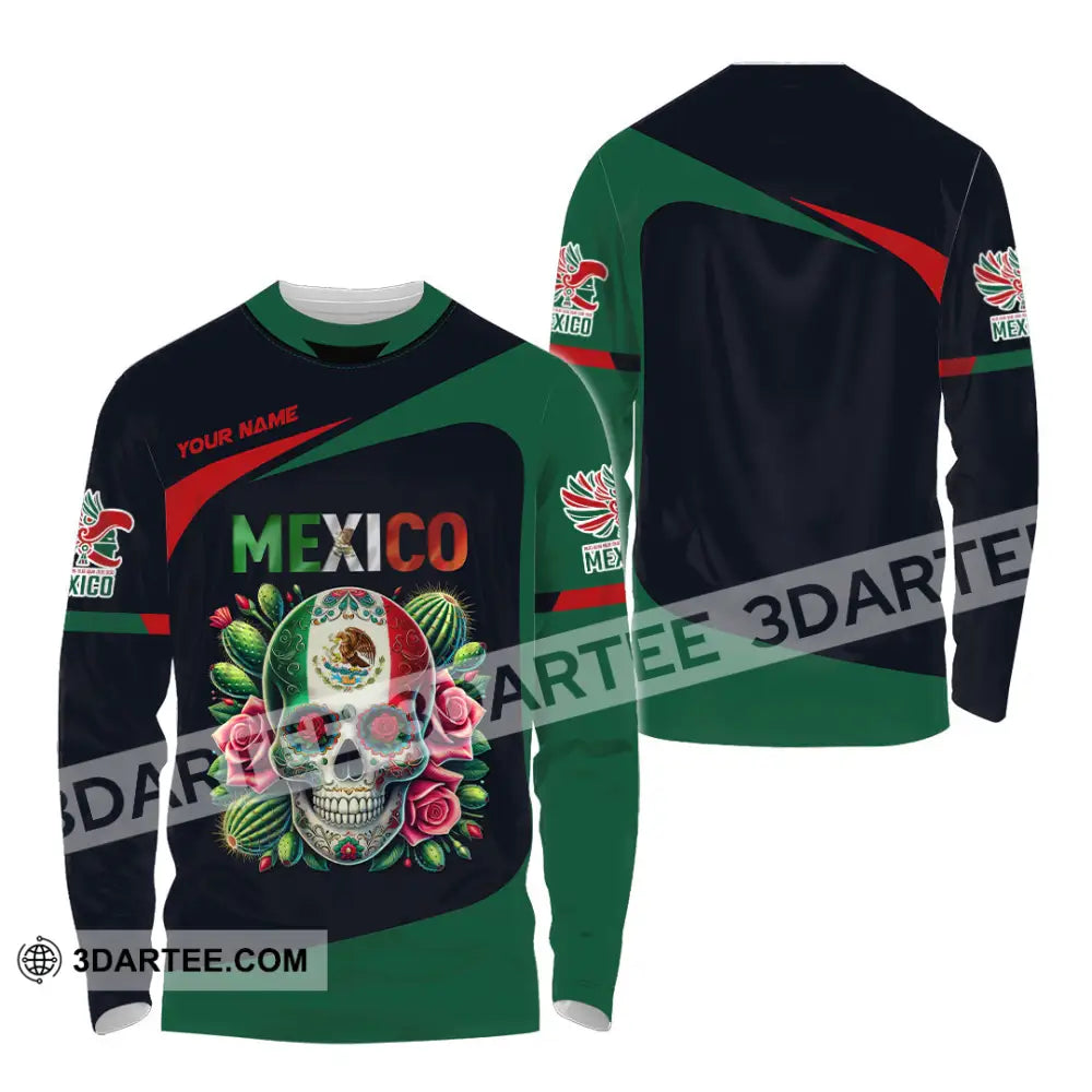 Unisex Shirt Custom Name Mexico Lover Polo Long Sleeve Mexican Gift / S T-Shirt