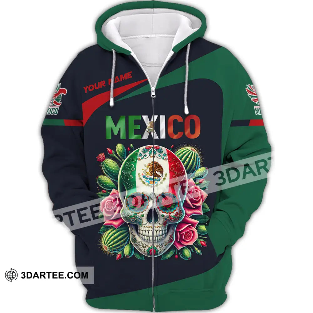 Unisex Shirt Custom Name Mexico Lover Polo Long Sleeve Mexican Gift Zipper Hoodie / S T-Shirt