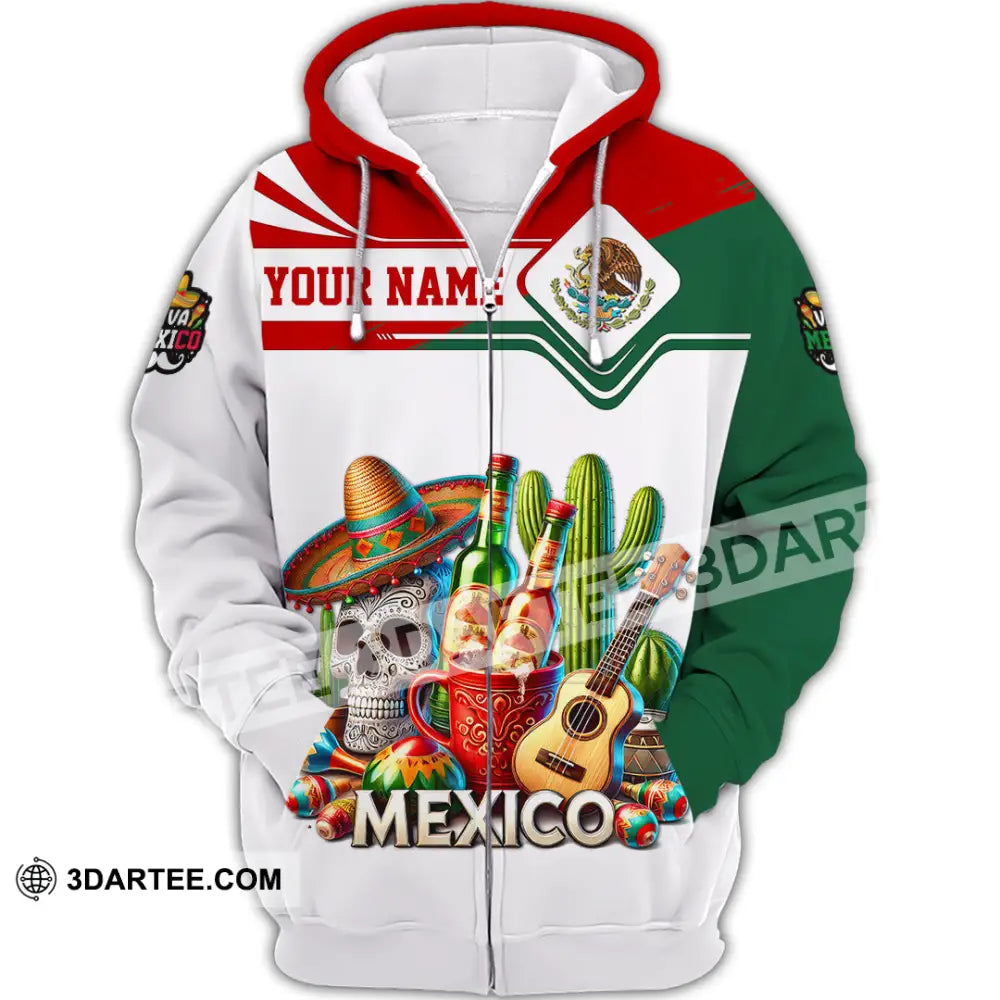 Unisex Shirt Custom Name Mexico Lover Polo Long Sleeve Mexican Gift Zipper Hoodie / S T-Shirt