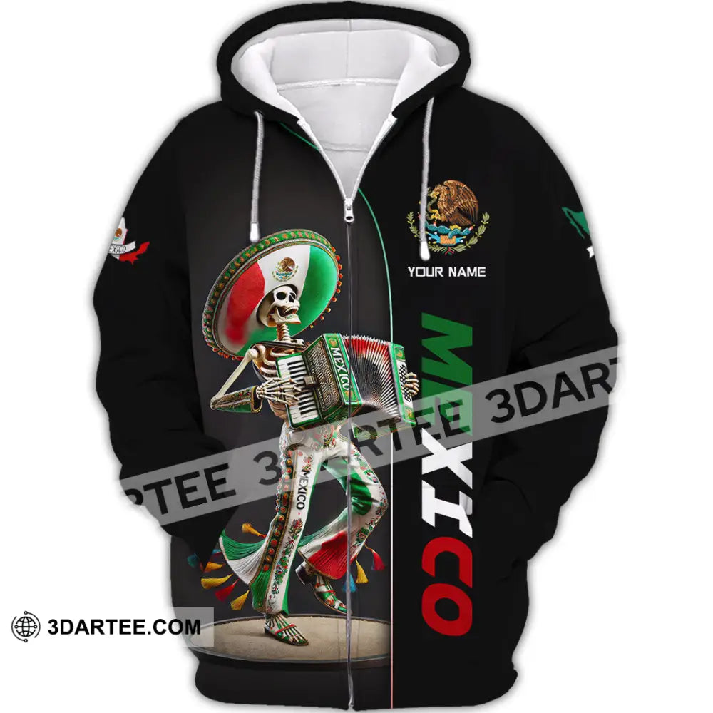 Unisex Shirt Custom Name Mexico Lover Polo Long Sleeve Mexican Gift Zipper Hoodie / S T-Shirt