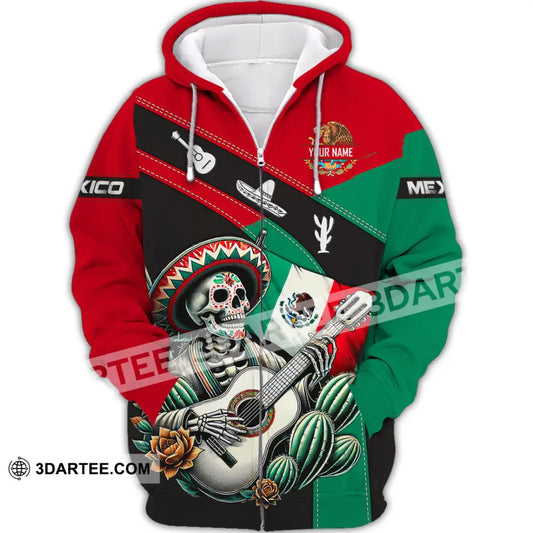 Unisex Shirt Custom Name Mexico Lover Polo Long Sleeve Mexican Gift Zipper Hoodie / S T-Shirt