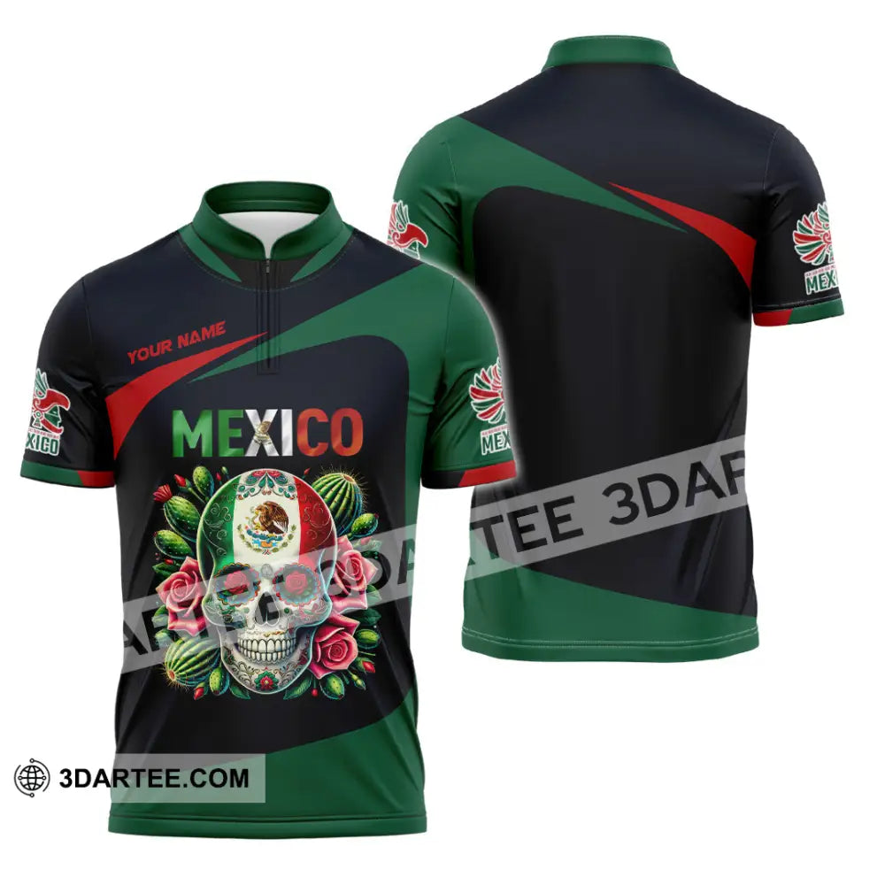 Unisex Shirt Custom Name Mexico Lover Polo Long Sleeve Mexican Gift Zipper / S T-Shirt