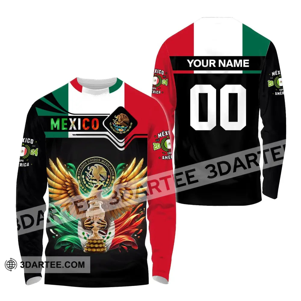 Unisex Shirt Custom Name Mexico Polo Long Sleeve For Mexican / S T-Shirt