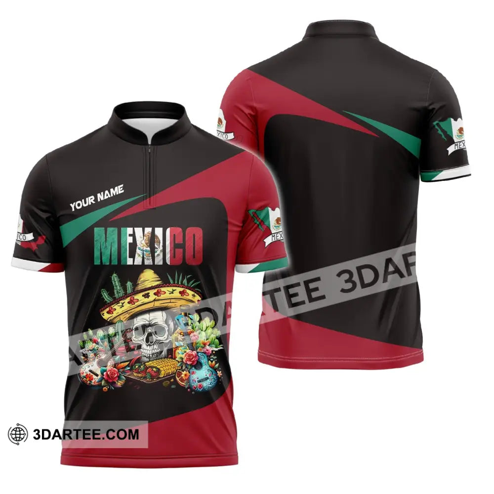 Unisex Shirt Custom Name Mexico Proud Polo Long Sleeve Gift Zipper / S T-Shirt