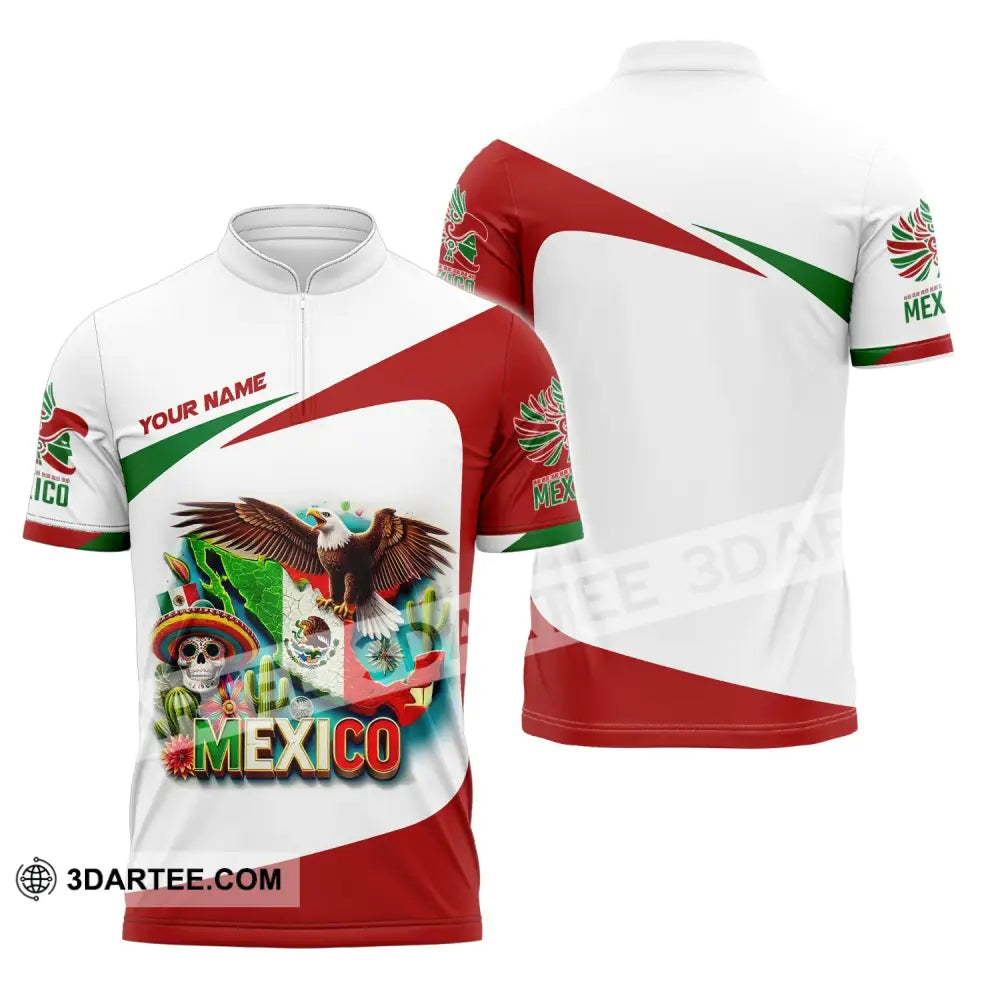 Unisex Shirt Custom Name Mexico Proud Polo Long Sleeve Gift Zipper / S T-Shirt