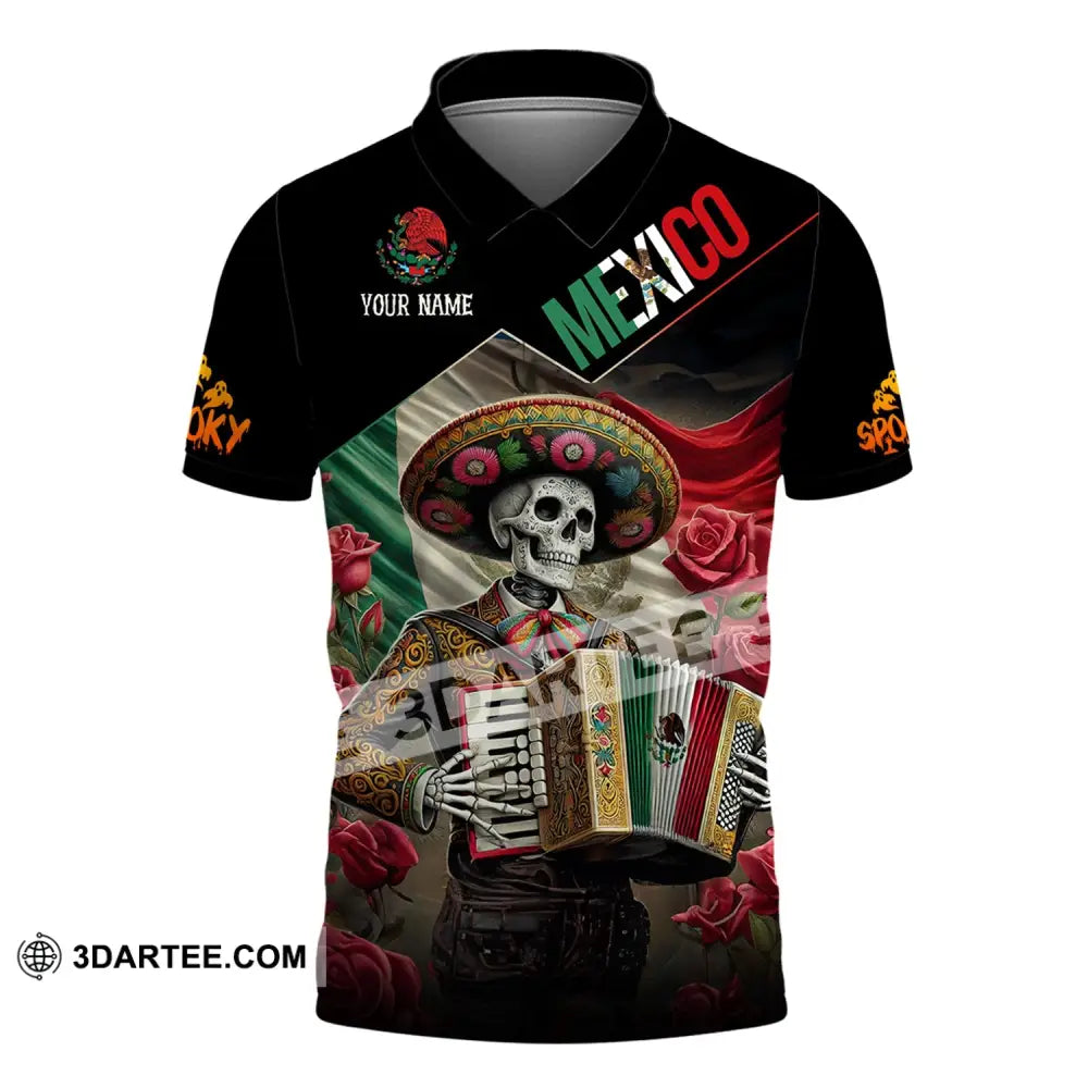 Unisex Shirt - Custom Name Mexico Skull Polo / S T-Shirt