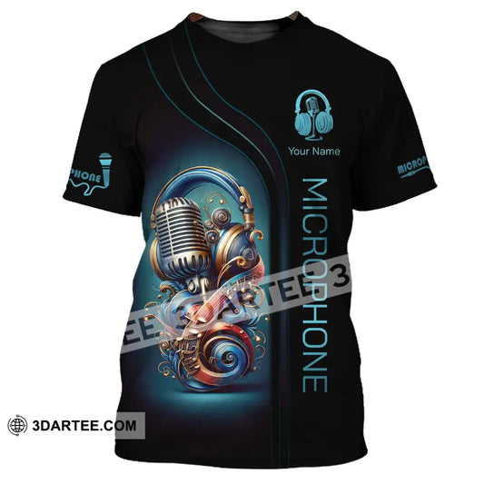 Unisex Shirt Custom Name Microphone Hoodie Polo Mic T-Shirt / S