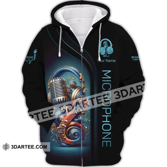 Unisex Shirt Custom Name Microphone Hoodie Polo Mic Zipper / S T-Shirt