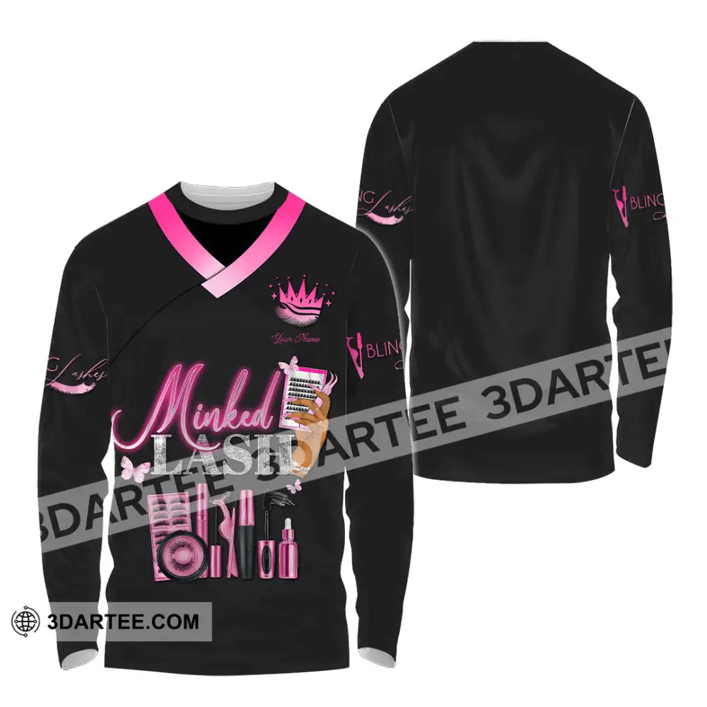 Unisex Shirt - Custom Name Minked Lash Long Sleeve / S T-Shirt