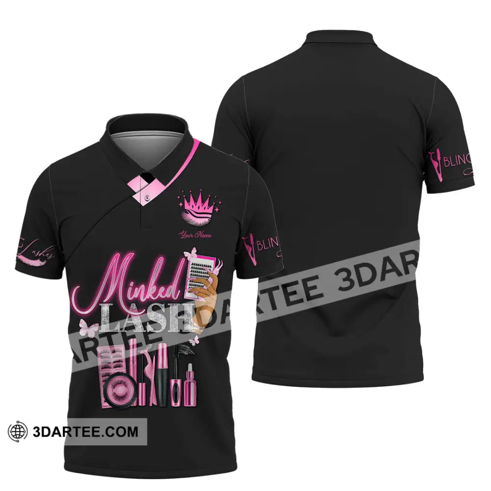 Unisex Shirt - Custom Name Minked Lash Polo / S T-Shirt