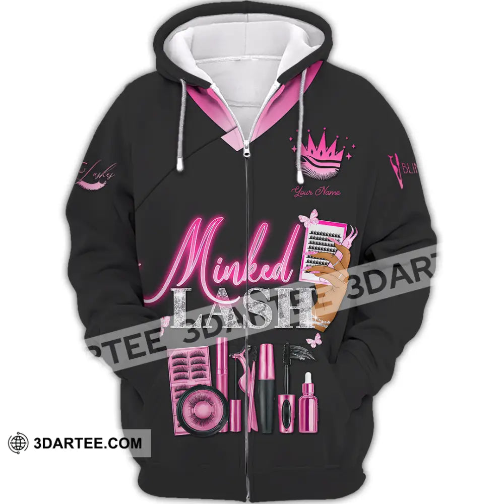 Unisex Shirt - Custom Name Minked Lash Zipper Hoodie / S T-Shirt