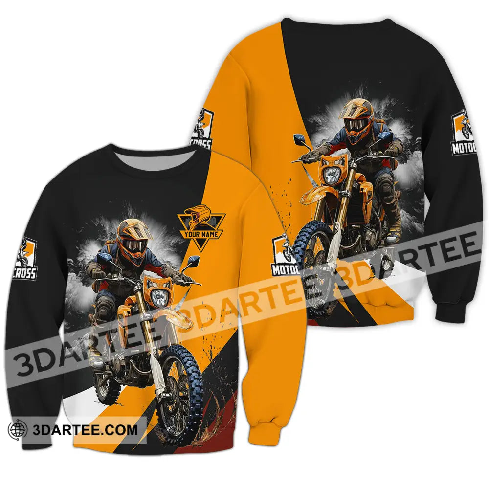 Unisex Shirt - Custom Name Motobike For Player Earth Color Long Sleeve / S T-Shirt