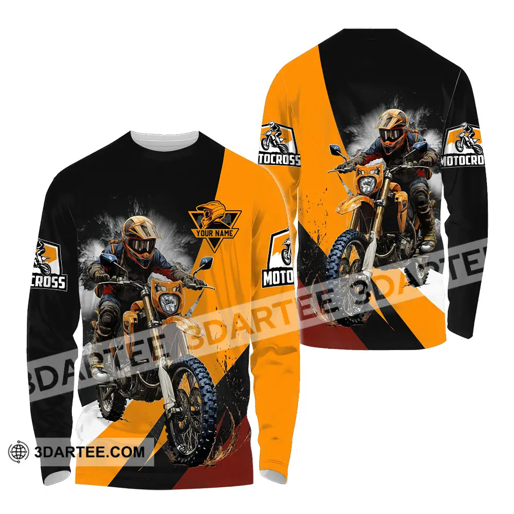 Unisex Shirt - Custom Name Motobike For Player Earth Color Long Sleeve / S T-Shirt