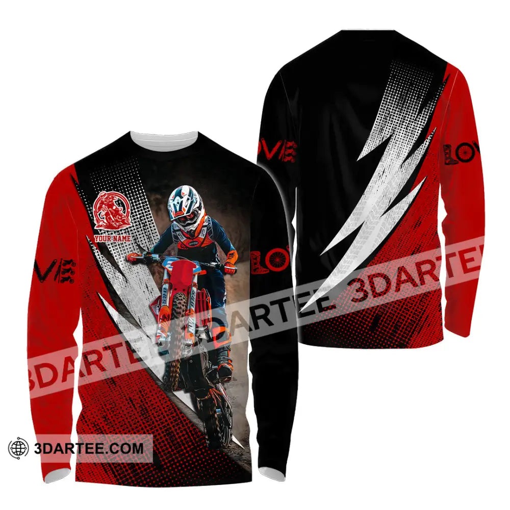 Unisex Shirt - Custom Name Motobike For Player Love Long Sleeve / S T-Shirt