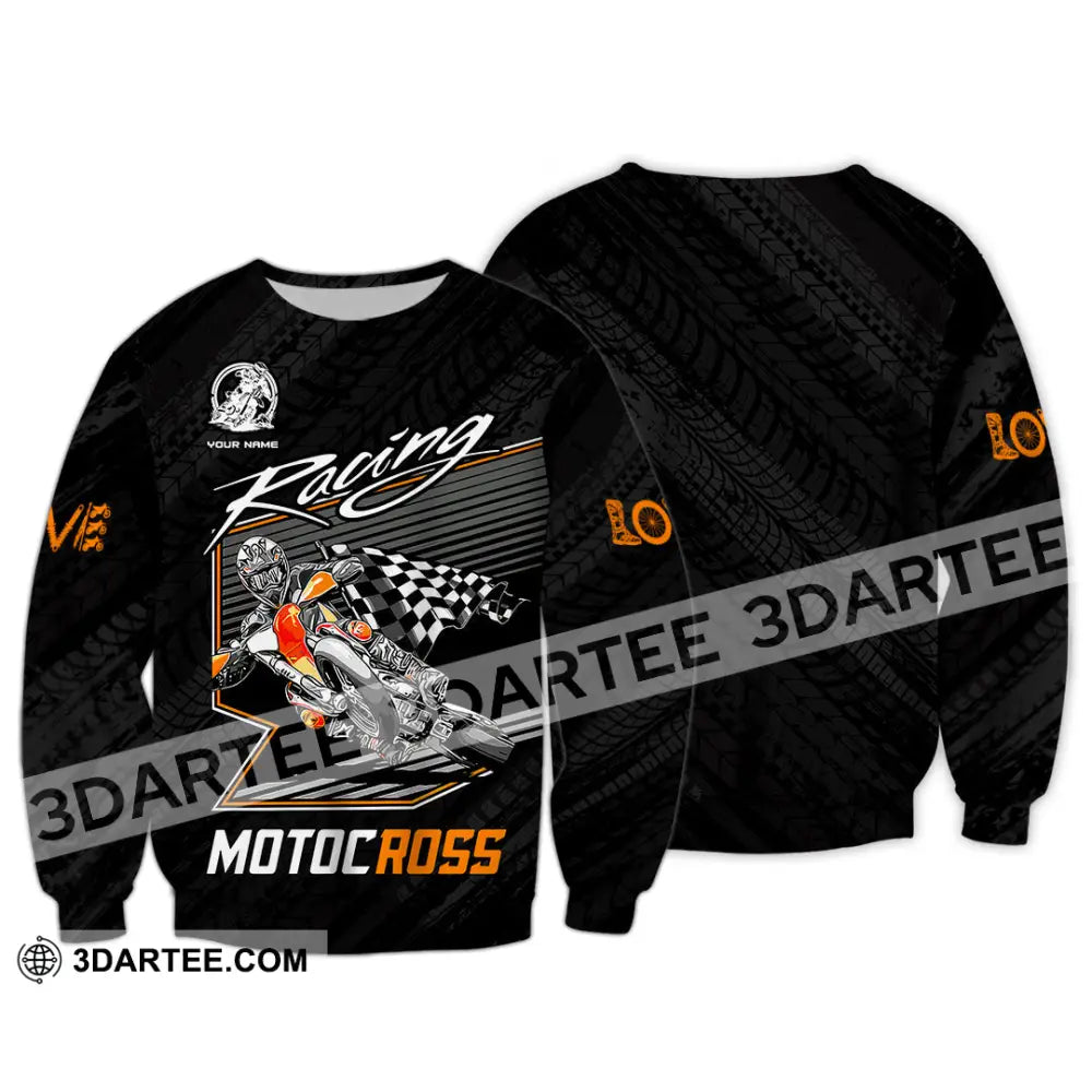 Unisex Shirt - Custom Name Motobike For Player Racing Long Sleeve / S T-Shirt