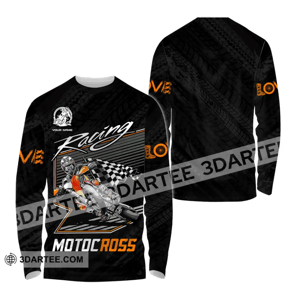 Unisex Shirt - Custom Name Motobike For Player Racing Long Sleeve / S T-Shirt