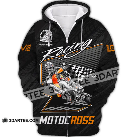 Unisex Shirt - Custom Name Motobike For Player Racing Zipper Hoodie / S T-Shirt