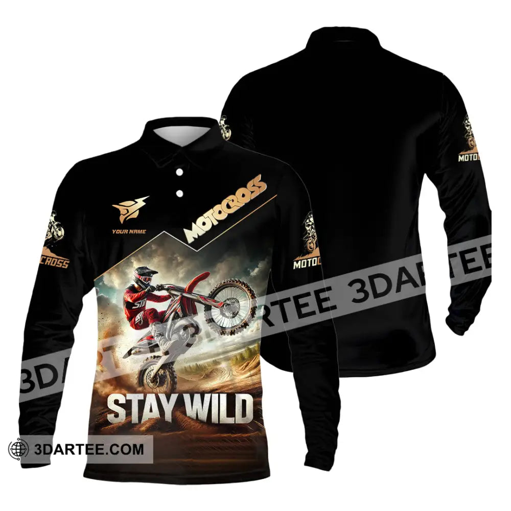 Unisex Shirt Custom Name Motocross Polo Long Sleeve / S T-Shirt