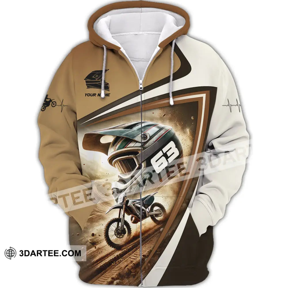 Unisex Shirt Custom Name Motocross Polo Long Sleeve Zipper Hoodie / S T-Shirt