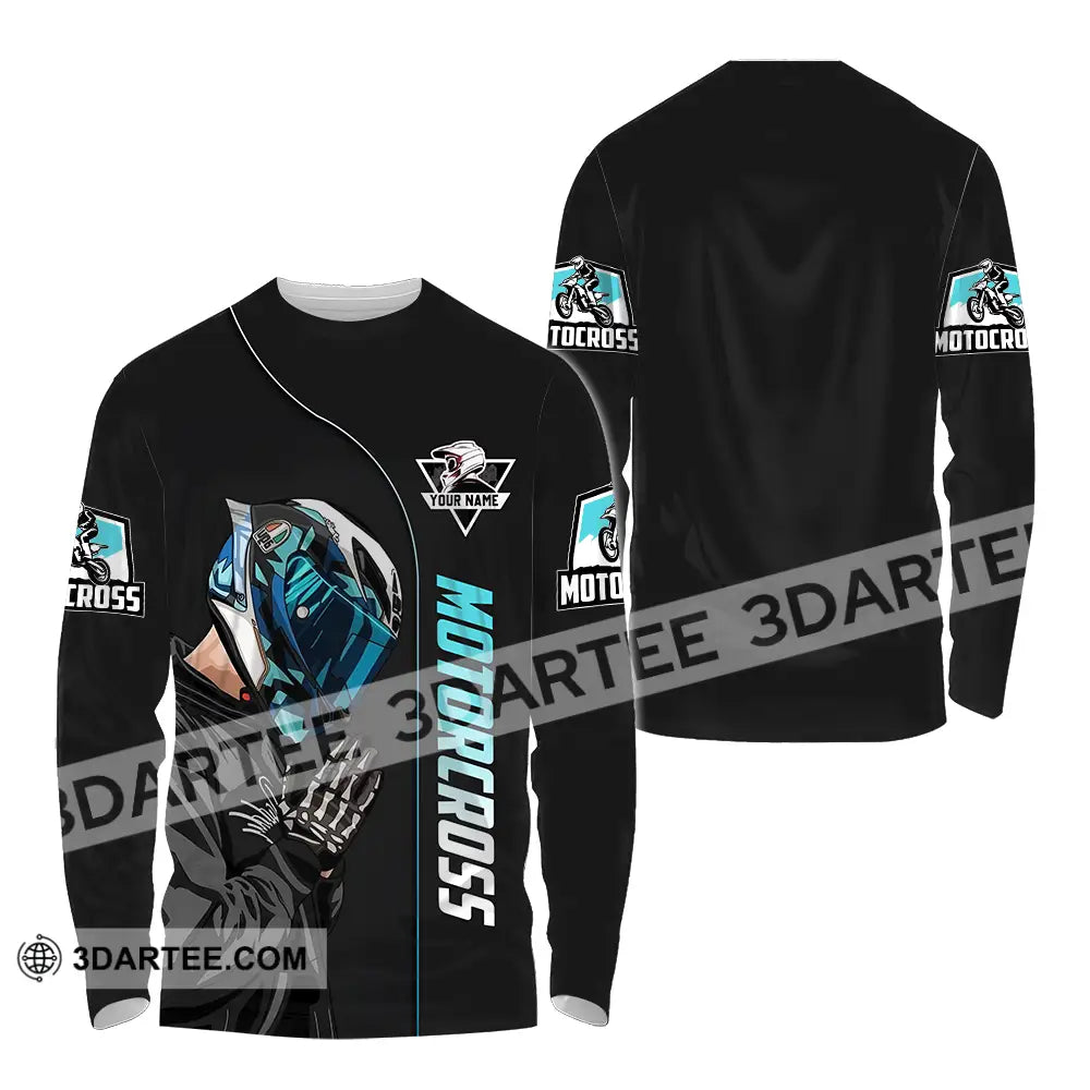 Unisex Shirt - Custom Name Motocross Praying Long Sleeve / S T-Shirt