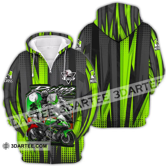 Unisex Shirt - Custom Name Motocross Racing Check Zipper Hoodie / S T-Shirt