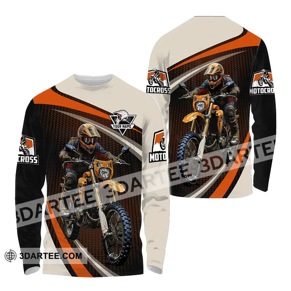 Unisex Shirt - Custom Name Motocross Racing Player Long Sleeve / S T-Shirt