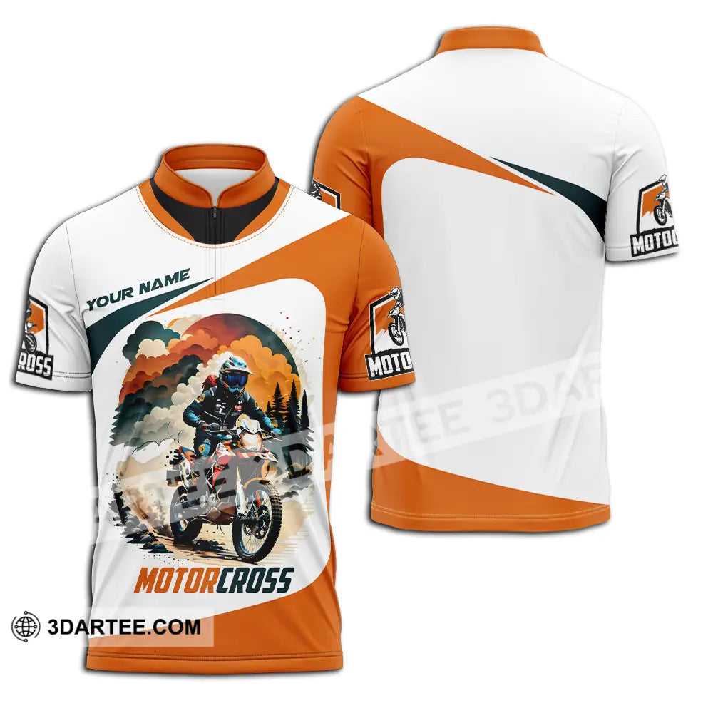 Unisex Shirt - Custom Name Motocross Sport Cross The Forest Zipper Polo / S T-Shirt