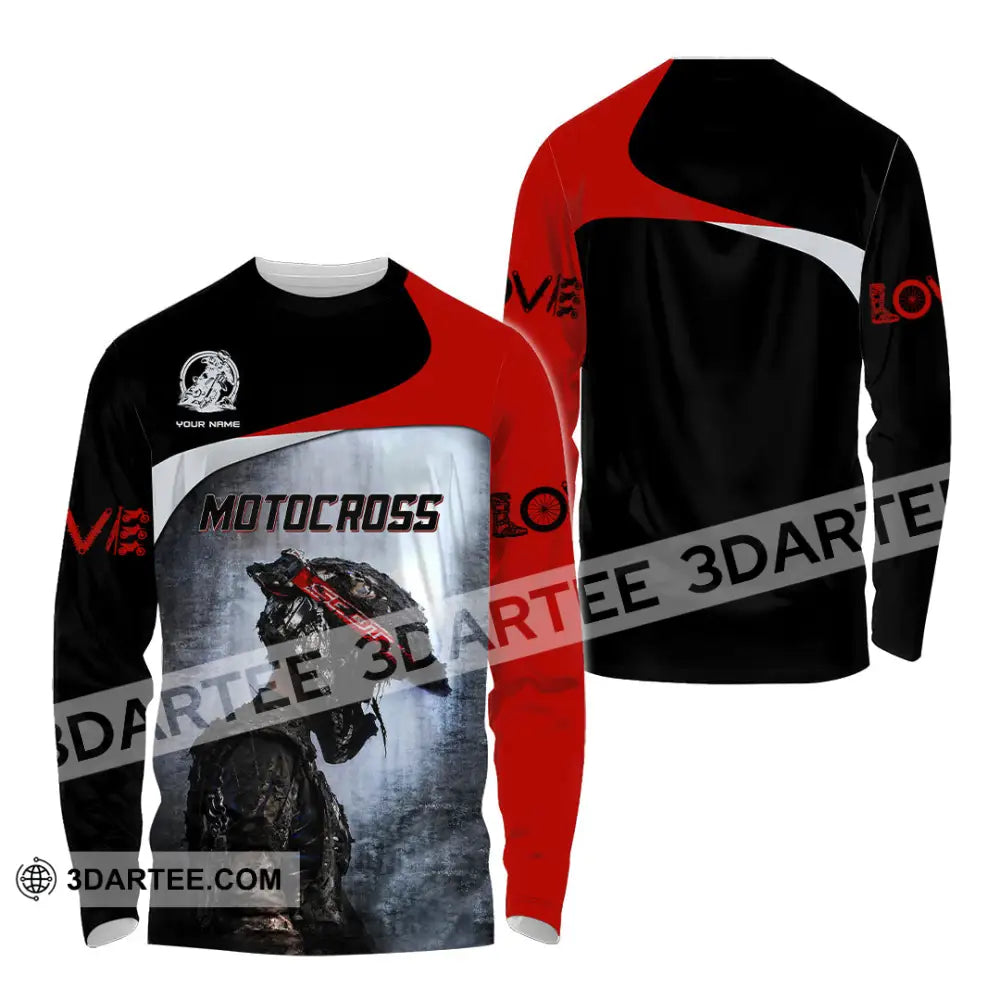 Unisex Shirt - Custom Name Motocross Sport Sporty Human Long Sleeve / S T-Shirt