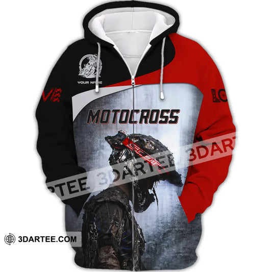 Unisex Shirt - Custom Name Motocross Sport Sporty Human Zipper Hoodie / S T-Shirt