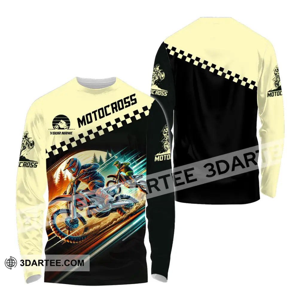 Unisex Shirt Custom Name Motocross T-Shirt Motorcycle Racing Hoodie Long Sleeve Gift For Lovers / S