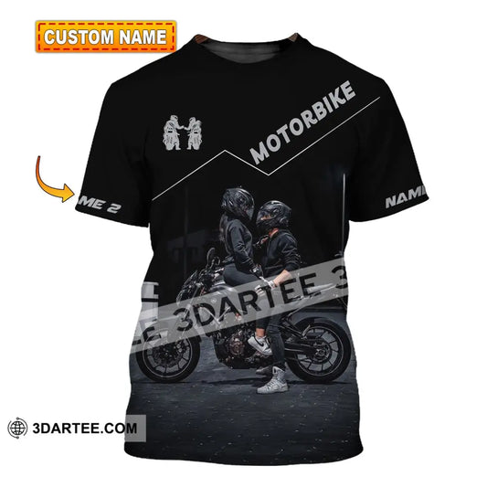 Unisex Shirt Custom Name Motorbike Couple Love T-Shirt T-Shirt