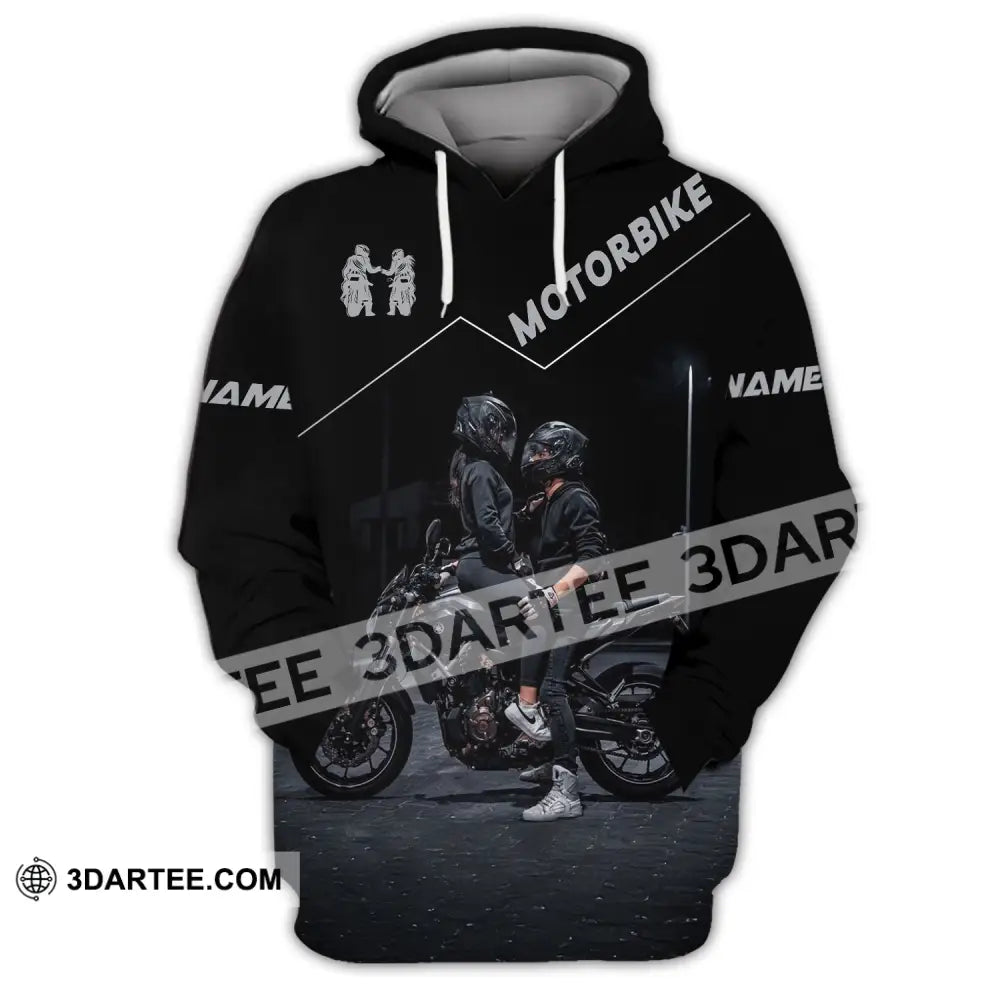 Unisex Shirt Custom Name Motorbike Couple Love T-Shirt Hoodie / S T-Shirt