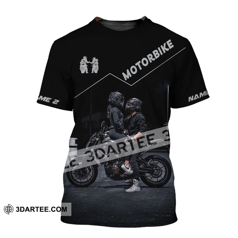 Unisex Shirt Custom Name Motorbike Couple Love T-Shirt / S T-Shirt