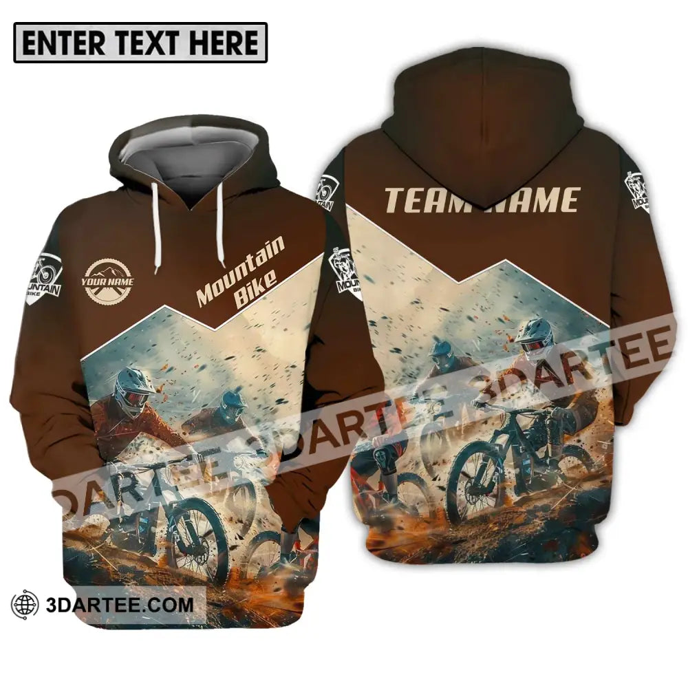 Unisex Shirt - Custom Name Mountain Bike Brown Biker Hoodie / S T-Shirt