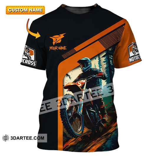 Unisex Shirt - Custom Name Mountain Bike For Player Black Orange T-Shirt